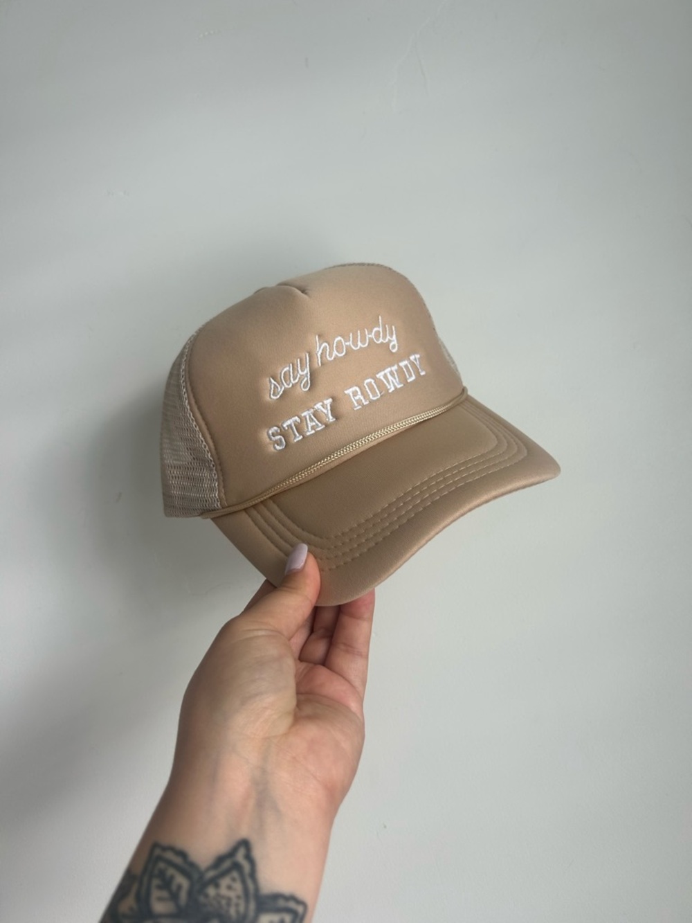 Beige 'Say Howdy Stay Rowdy' Trucker Hat